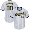 White Navy Pinstripe Navy-Gold Authentic Raglan Sleeves Baseball Jersey, Custom Baseball Jersey, Personalized Sport Jersey
