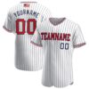 White Navy Pinstripe Red-Navy Authentic Baseball Jersey, Custom Baseball Jersey, Personalized Sport Jersey