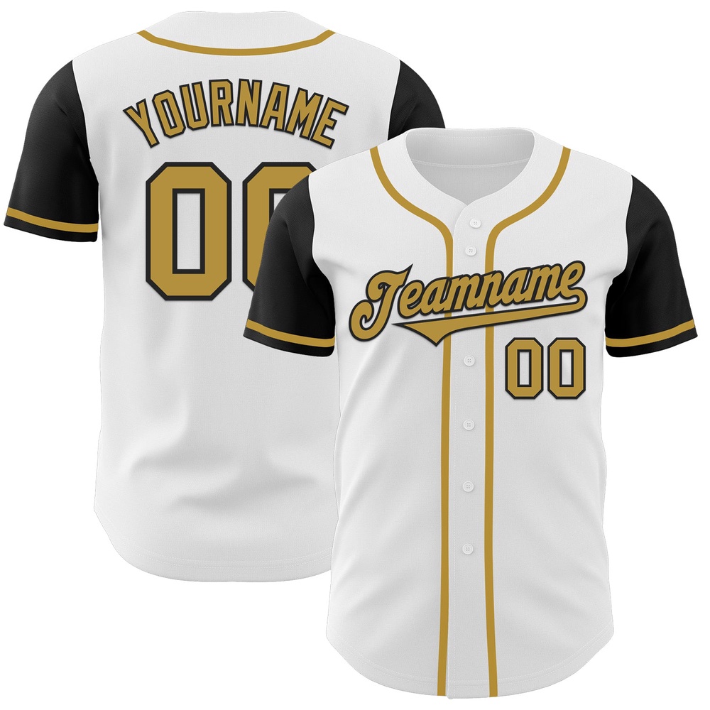 White Old Gold-Black Authentic Two Tone Baseball Jersey, Custom Baseball Jersey, Personalized Sport Jersey