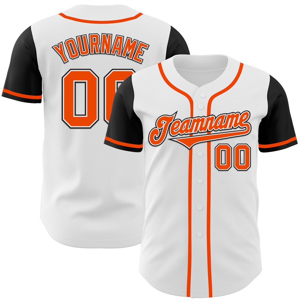 White Orange-Black Authentic Two Tone Baseball Jersey, Custom Baseball Jersey, Personalized Sport Jersey