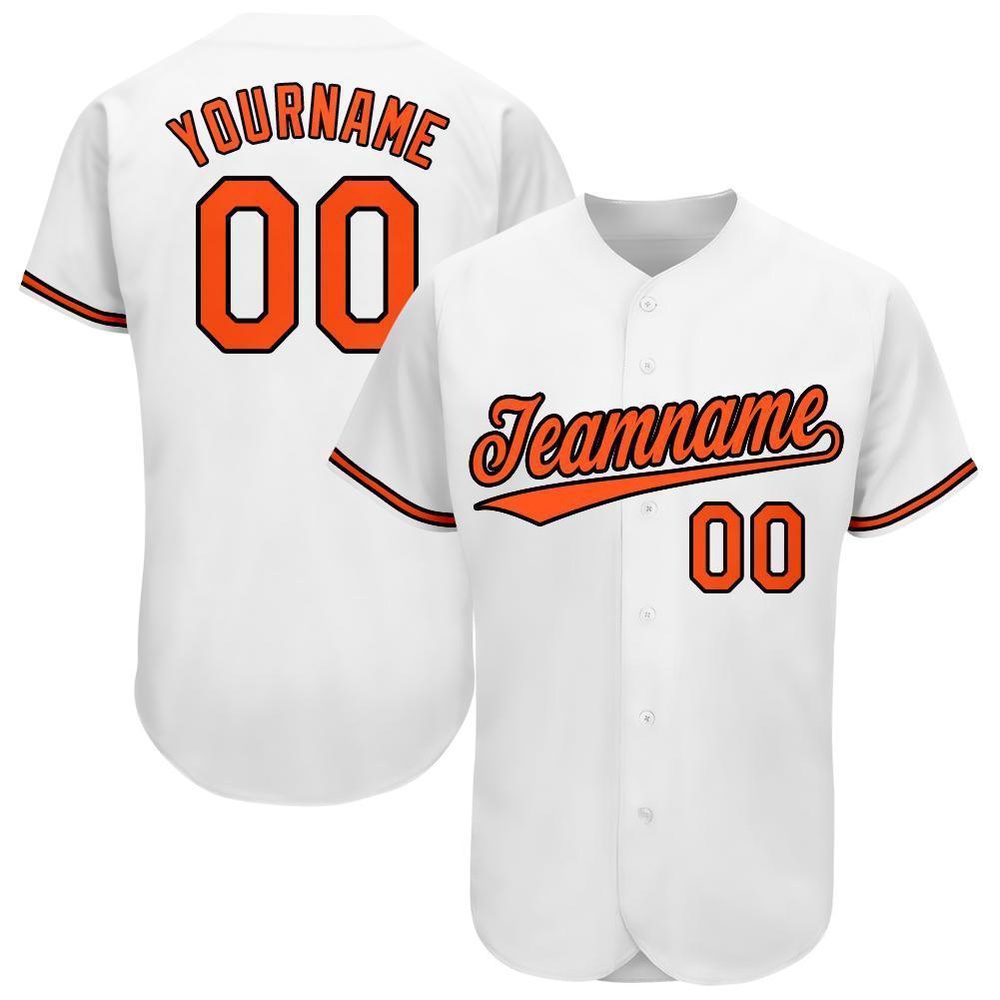 White Orange-Black Baseball Jersey, Custom Baseball Jersey, Personalized Sport Jersey