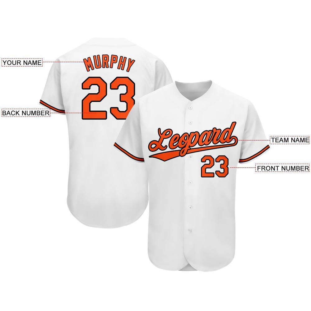 White Orange-Black Baseball Jersey, Custom Baseball Jersey, Personalized Sport Jersey