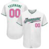 White Pink-Kelly Green Authentic Two Tone Baseball Jersey, Custom Baseball Jersey, Personalized Sport Jersey