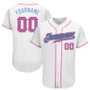White Pink-Kelly Green Authentic Two Tone Baseball Jersey, Custom Baseball Jersey, Personalized Sport Jersey
