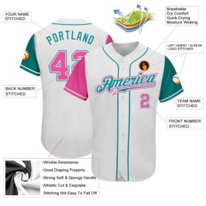 White Pink Teal Authentic Two Tone Baseball Jersey Custom Baseball Jersey Personalized Sport Jersey 2 wrjfxr.jpg