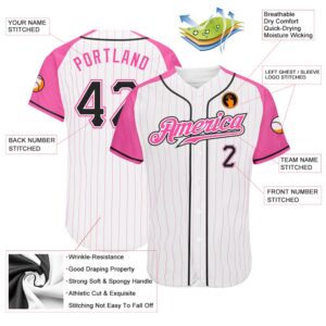 White Pink Pinstripe Black Pink Authentic Raglan Sleeves Baseball Jersey Custom Baseball Jersey Personalized Sport Jersey 2 tietkd.jpg