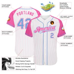 White Pink Pinstripe Light Blue Pink Authentic Raglan Sleeves Baseball Jersey Custom Baseball Jersey Personalized Sport Jersey 2 ayxdlj.jpg