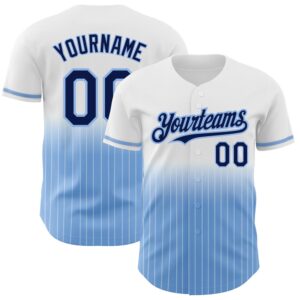 White Pinstripe Navy-Light Blue Authentic Fade Fashion&hellip;