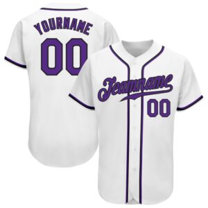 White Purple-Black Authentic Baseball Jersey, Custom Baseball&hellip;