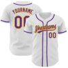White Purple-Black Authentic Two Tone Baseball Jersey, Custom Baseball Jersey, Personalized Sport Jersey