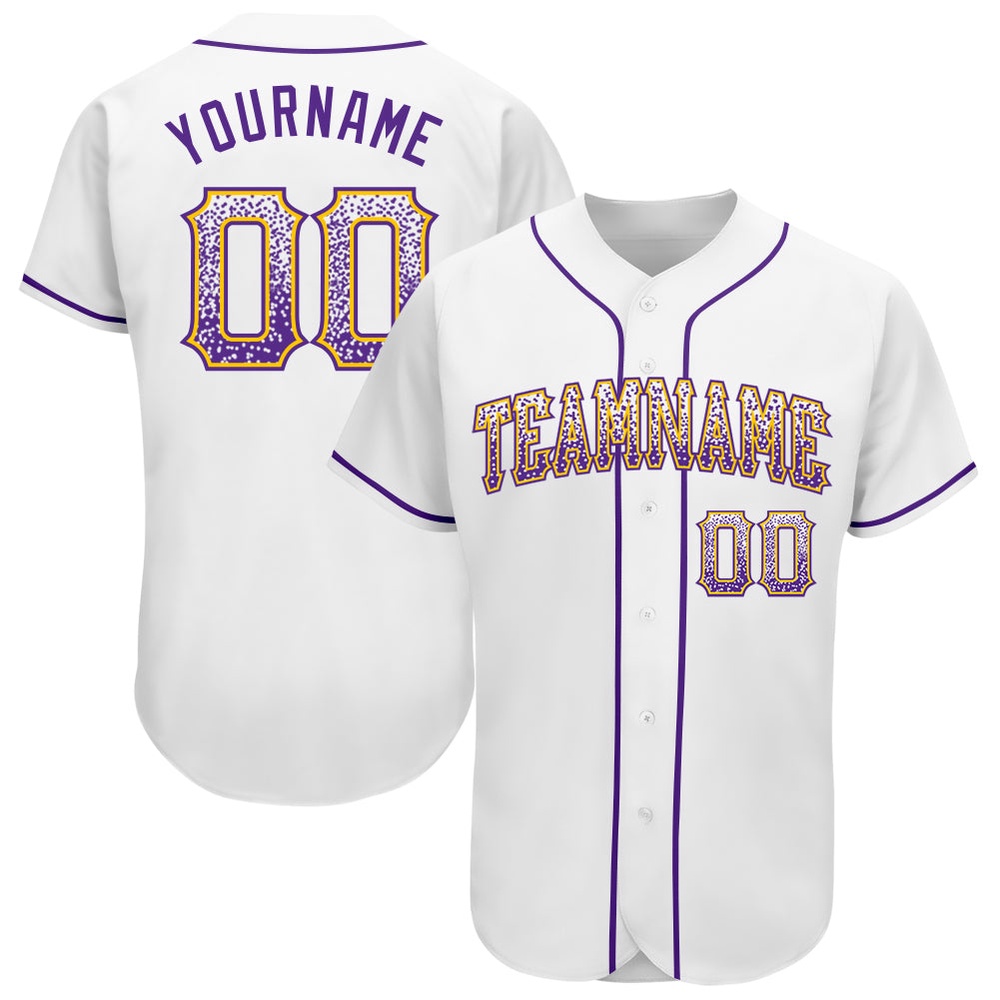 White Purple-Gold Authentic Drift Fashion Baseball Jersey, Custom Baseball Jersey, Personalized Sport Jersey