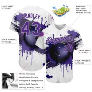 White Purple Gray 3D Pattern Design Bowling Ball Authentic Baseball Jersey Custom Baseball Jersey Personalized Sport Jersey 2 vu3ohl.jpg