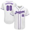 White Purple-Gray 3D Pattern Design Bowling Ball Authentic Baseball Jersey, Custom Baseball Jersey, Personalized Sport Jersey