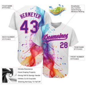 White Purple Pink 3D Pattern Design Music Festival Colorful Musical Notes Authentic Baseball Jersey Custom Baseball Jersey 2 rzk7sy.jpg