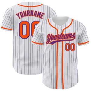 White Purple Pinstripe Orange Authentic Baseball Jersey,&hellip;