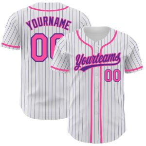 White Purple Pinstripe Pink Authentic Baseball Jersey,&hellip;