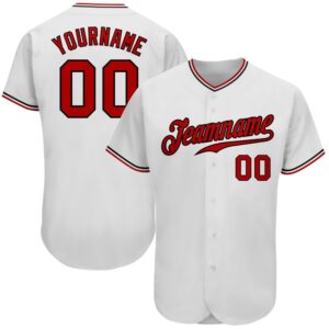 White Red-Black Authentic Baseball Jersey, Custom Baseball&hellip;