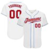 White Red-Navy Authentic Baseball Jersey, Custom Baseball Jersey, Personalized Sport Jersey