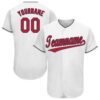 White Red-Navy Authentic Baseball Jersey, Custom Baseball Jersey, Personalized Sport Jersey