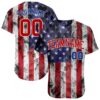 White Red-Royal 3D American Flag Authentic Baseball Jersey, Custom Baseball Jersey, Personalized Sport Jersey
