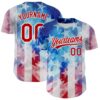 White Red-Royal Authentic American Flag Fashion Baseball Jersey, Custom Baseball Jersey, Personalized Sport Jersey