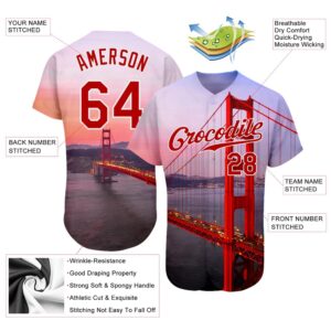 White Red White 3D Pattern Design Golden Gate Bridge Authentic Baseball Jersey Custom Baseball Jersey Personalized Sport Jersey 2 vg6fqm.jpg