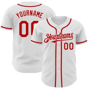 White Red Authentic Baseball Jersey, Custom Baseball&hellip;