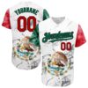 White Red Kelly Green-Black 3D The Abstract Wing With Mexican Flag Authentic Baseball Jersey, Custom Baseball Jersey