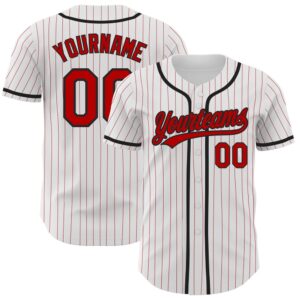 White Red Pinstripe Red-Black Authentic Baseball Jersey,&hellip;