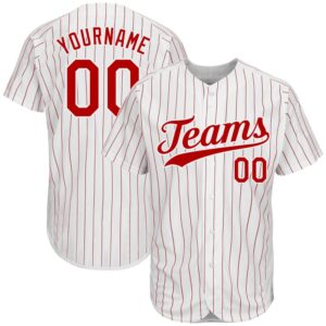 White Red Pinstripe Red-White Authentic Baseball Jersey,&hellip;