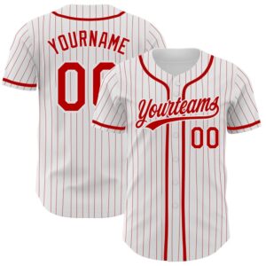 White Red Pinstripe Red Authentic Baseball Jersey,&hellip;