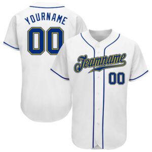 White Royal-Gold Authentic Baseball Jersey, Custom Baseball&hellip;