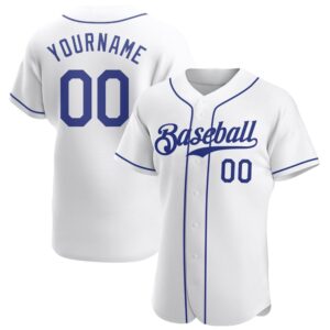 White Royal Authentic Baseball Jersey, Custom Baseball&hellip;