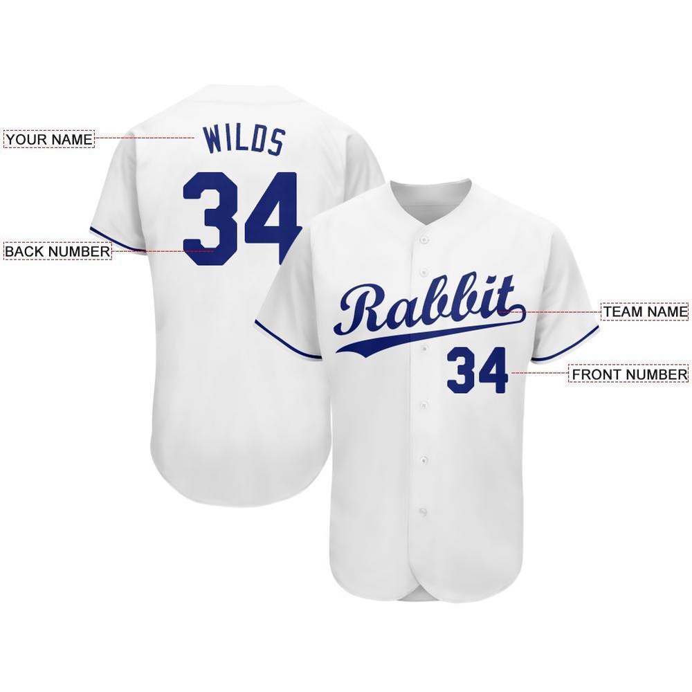 White Royal Baseball Jersey, Custom Baseball Jersey, Personalized Sport Jersey