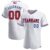White Royal Pinstripe Red Authentic Baseball Jersey, Custom Baseball Jersey, Personalized Sport Jersey