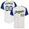 White Royal Pinstripe Royal Authentic Baseball Jersey, Custom Baseball Jersey, Personalized Sport Jersey