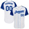 White Royal Pinstripe Royal-Gold Authentic Raglan Sleeves Baseball Jersey, Custom Baseball Jersey, Personalized Sport Jersey