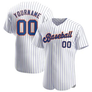 White Royal Pinstripe Royal-Orange Authentic Baseball Jersey,&hellip;