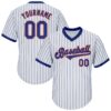 White Royal Pinstripe Royal-Orange Authentic Baseball Jersey, Custom Baseball Jersey, Personalized Sport Jersey