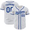 White Royal Pinstripe Royal-Gold Authentic Raglan Sleeves Baseball Jersey, Custom Baseball Jersey, Personalized Sport Jersey