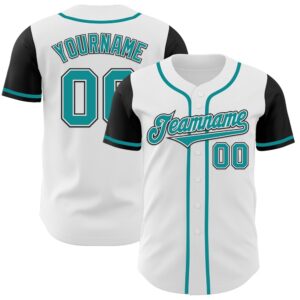 White Teal-Black Authentic Two Tone Baseball Jersey,&hellip;