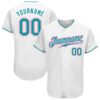 White Teal-Pink 3D Pattern Design Leopard Authentic Baseball Jersey, Custom Baseball Jersey, Personalized Sport Jersey
