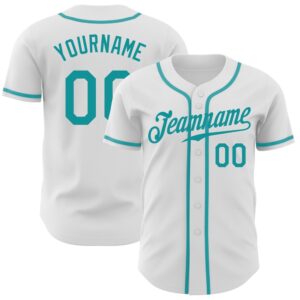White Teal Authentic Baseball Jersey, Custom Baseball&hellip;