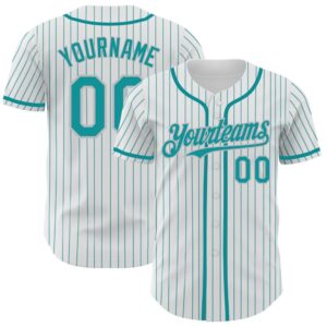 White Teal Pinstripe Gray Authentic Baseball Jersey,&hellip;