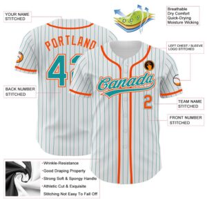 White Teal Pinstripe Teal Orange Authentic Baseball Jersey Custom Baseball Jersey Personalized Sport Jersey 2 vmtkpw.jpg