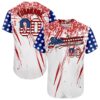 White USA Flag Royal Red-Black 3D American Flag Fashion Authentic Baseball Jersey, Custom Baseball Jersey, Personalized Sport Jersey