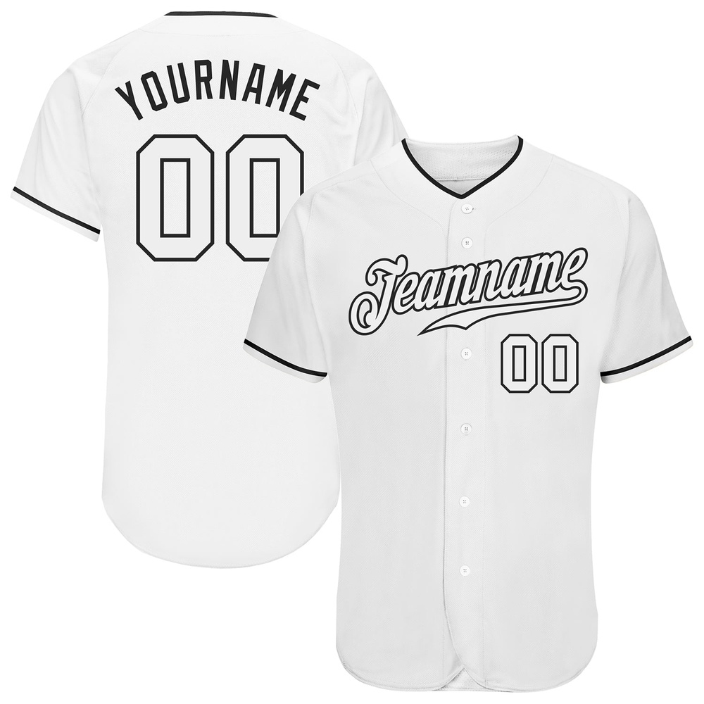 White White-Black Authentic Baseball Jersey, Custom Baseball Jersey, Personalized Sport Jersey