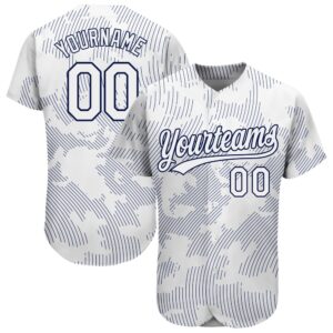 White White-Navy 3D Pattern Design Authentic Baseball&hellip;