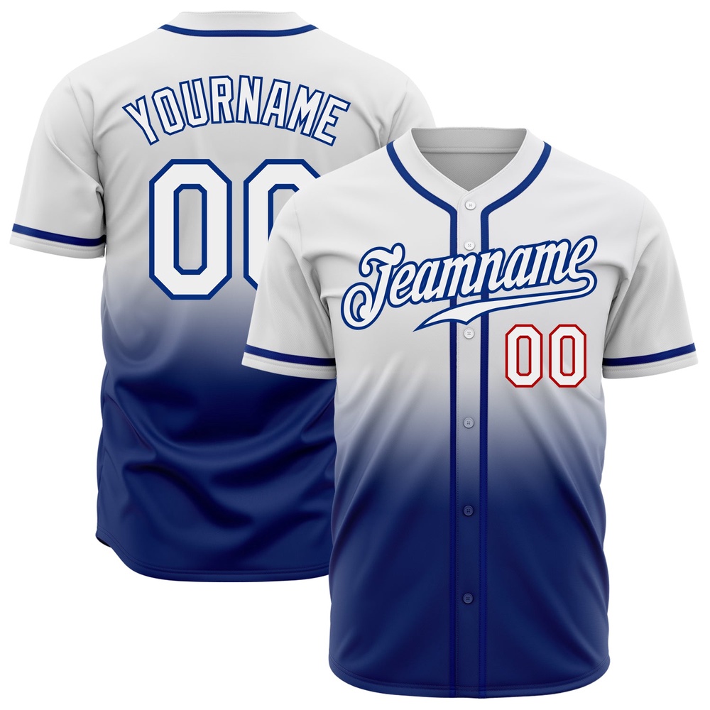 White White Royal-Red Authentic Fade Fashion Baseball Jersey, Custom Baseball Jersey, Personalized Sport Jersey