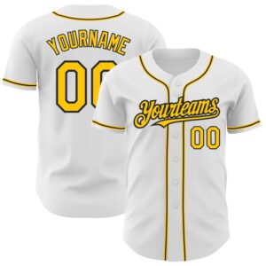 White Yellow-Black Authentic Baseball Jersey, Custom Baseball&hellip;